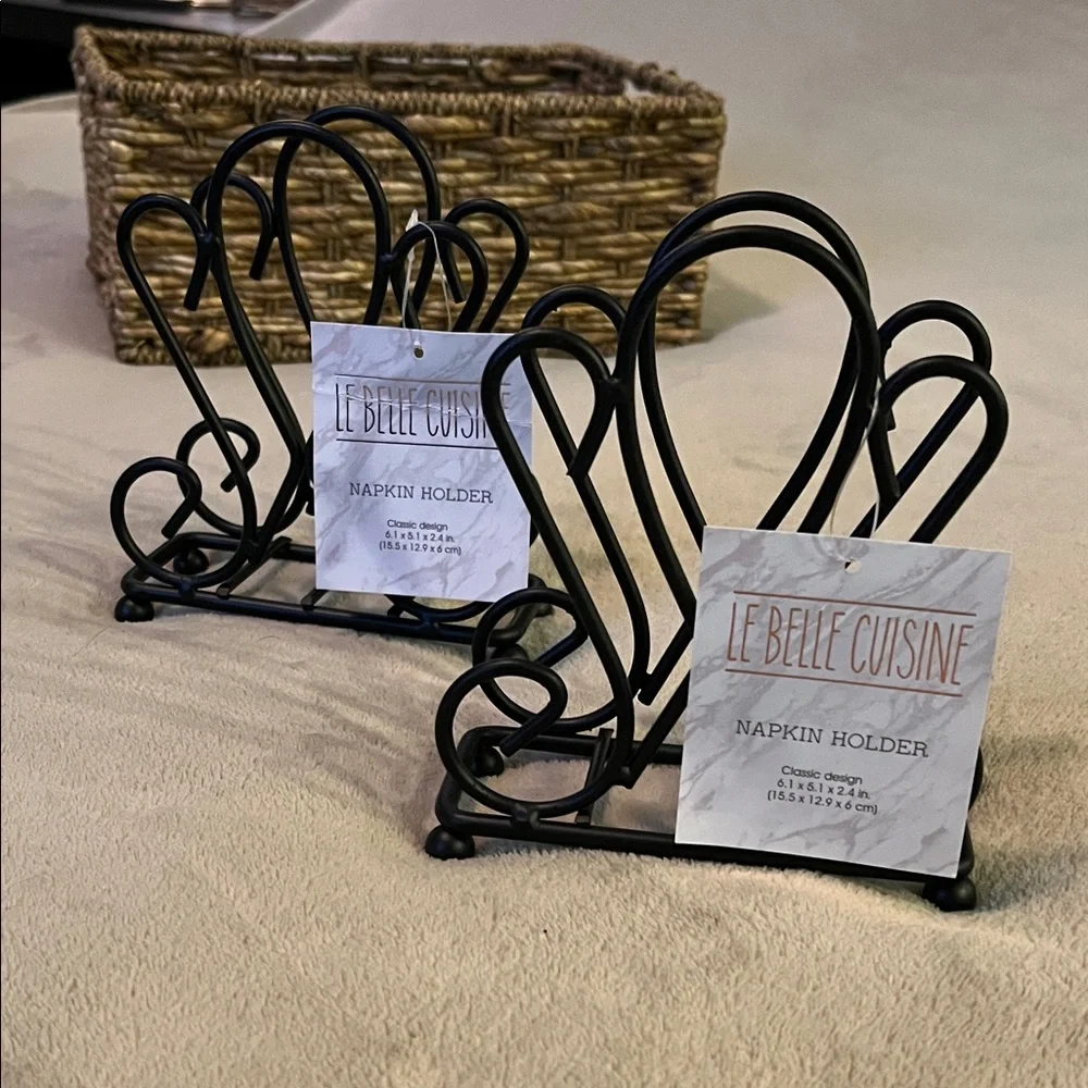 “Le Belle Cuisine” Set of 2 Matching Napkin Holders & 40ct Life is Sweet Napkins
